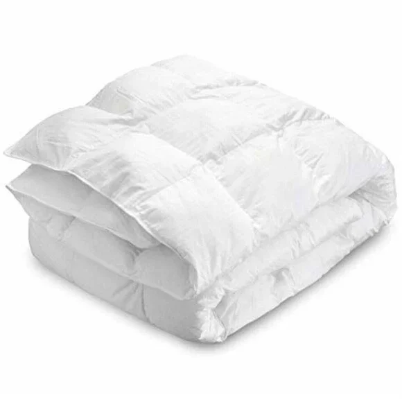 Cotton Sateen Queen Comforter 300 Thread Count Swiss Dot Design White Soft NEW